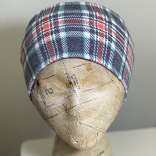 Faded Blue Plaid Head Hugger