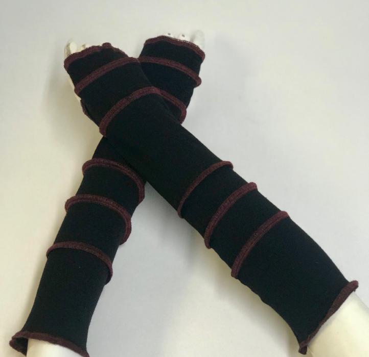 Black with Deep Red Arm Warmers