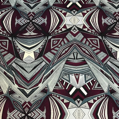 Groovy Abstract in Merlot Grey Head Hugger