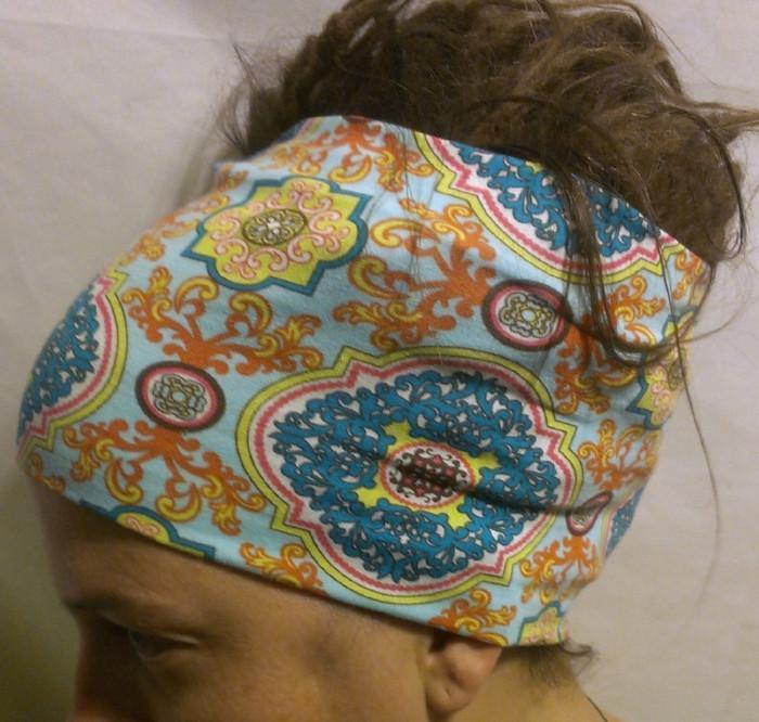 Vibrant Floral on Tie Dye Head Hugger