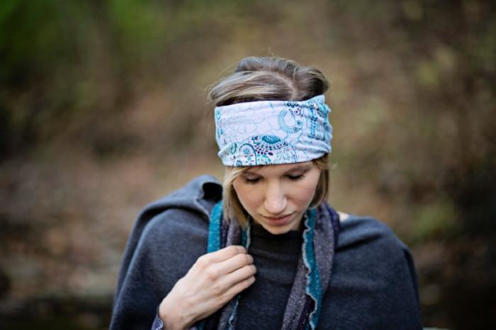 Purple and Green Tie Dye Head Hugger