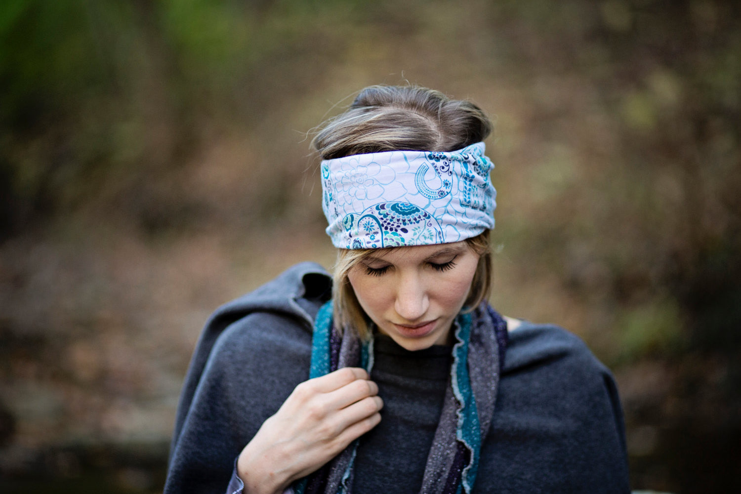 Heather Aqua Floral Head Hugger